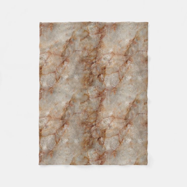 Realistiskt bruna faux marble Stone Mönster Fleecefilt (Framsidan)