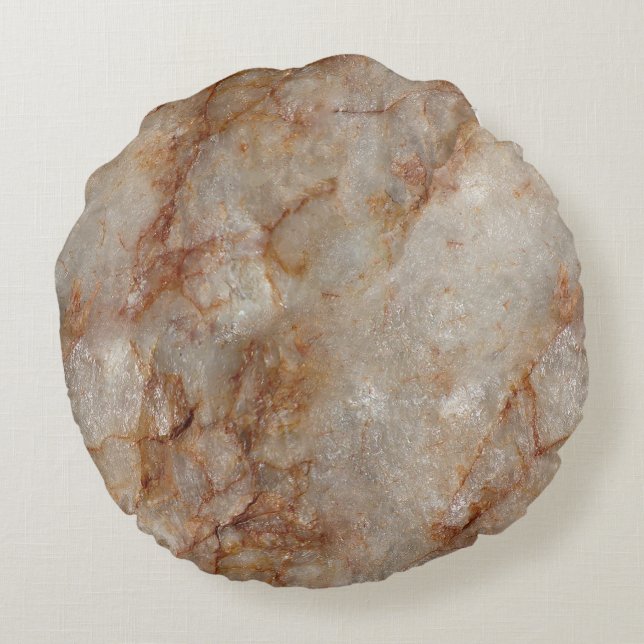 Realistiskt bruna faux marble Stone Mönster Rund Kudde (Baksidan)