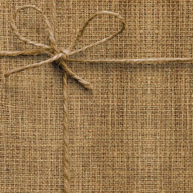 Realistiskt Burlap Struktur enkelt Rustic Light Br Presentpapper (Skapare uppladdad)