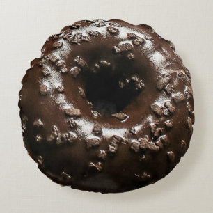 Realistiskt choklat Frostat Donut Rund Kudde