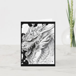 Realistiskt Dragon Teckning-märke Kort