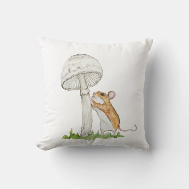 Realistiskt en lustig mus och svamp från fält kudde (Framsida)