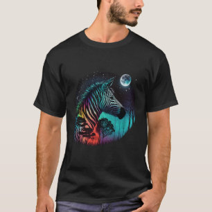 Realistiskt färgat zebra i vildmark på M T Shirt