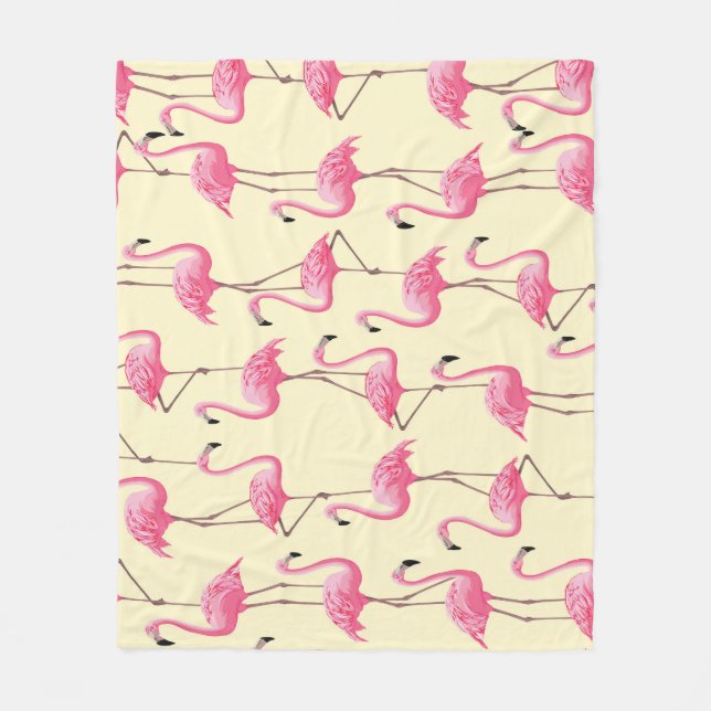 Realistiskt Flamingo Bird Lodrät Mönster Fleecefilt (Framsidan)
