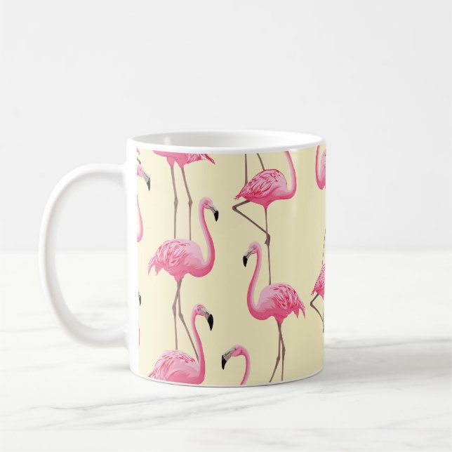 Realistiskt Flamingo Bird Lodrät Mönster Kaffemugg (Vänster)