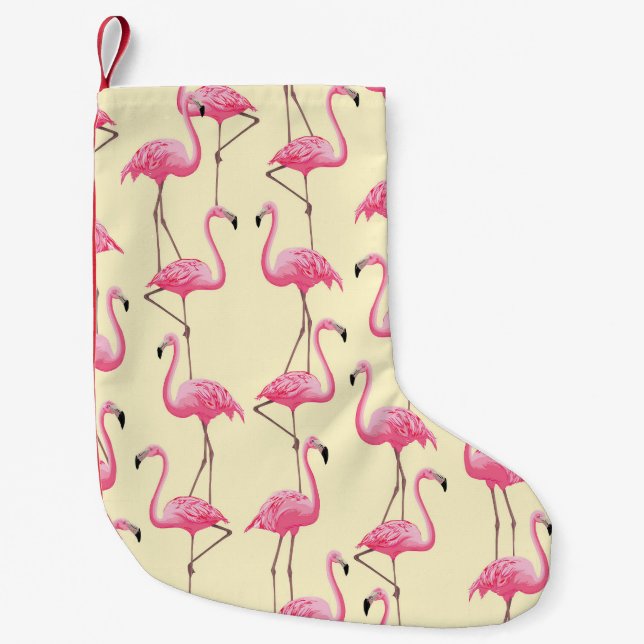 Realistiskt Flamingo Bird Lodrät Mönster Liten Julstrumpa (Framsidan)