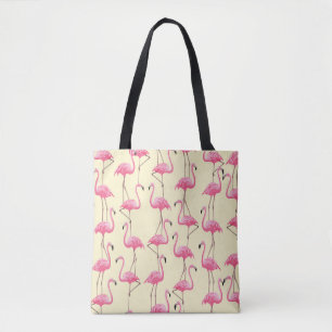 Realistiskt Flamingo Bird Lodrät Mönster Tygkasse
