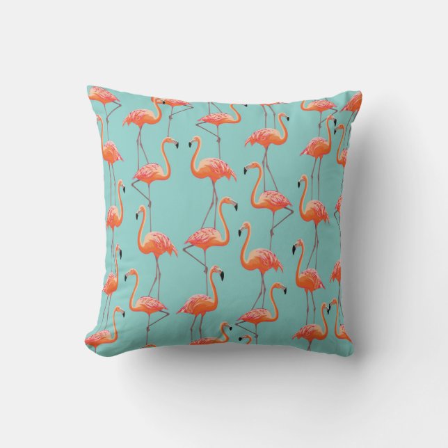 Realistiskt flamingo: vintage fågel mönster kudde (Framsida)
