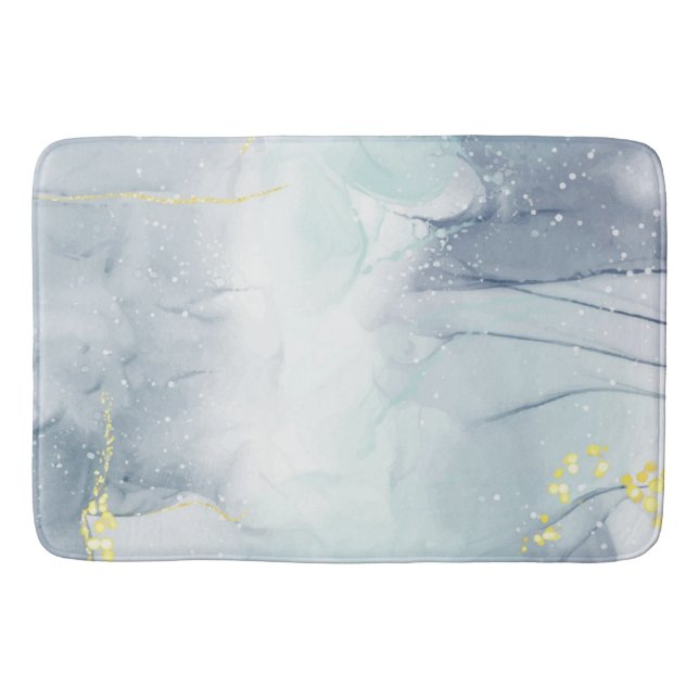 Realistiskt flytande marmor med Guld Badrumsmatta (Framsidan)