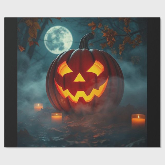 Realistiskt Halloween-pumpa-presentinslag – Begrän Presentpapper (Platt)