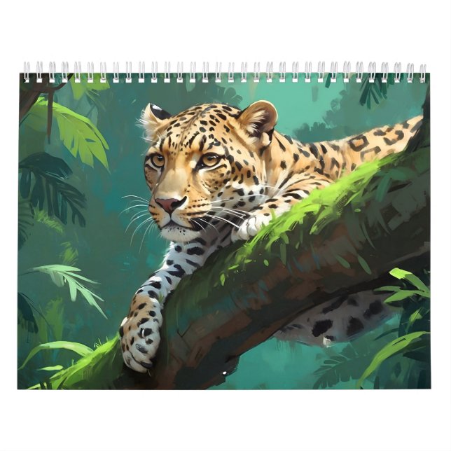 Realistiskt leopard i jungle Animal Art Kalender (Omslag)