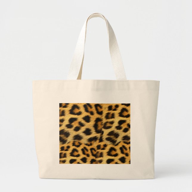 Realistiskt leopard päls-trycktillbehör - trendig jumbo tygkasse (Framsidan)