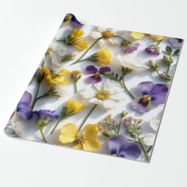 Realistiskt Pressade Blommor Vårpresentpapper Presentpapper