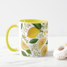 Realistiskt Pressat Citron & Botaniskt Blommönster