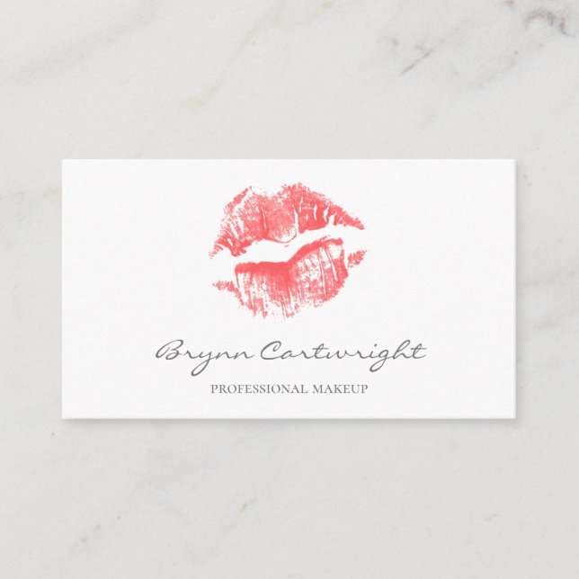 Realistiskt Red Kiss Print Läppar Makeup Visitkort (Framsida)