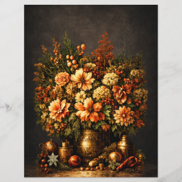Realistiskt Rustikt Julblommor Scrapbookpapper