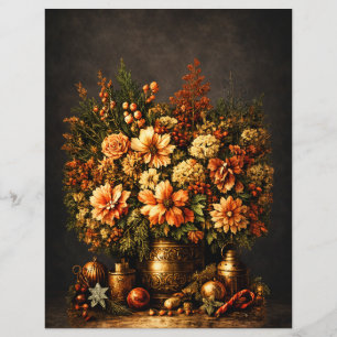 Realistiskt Rustikt Julblommor Scrapbookpapper