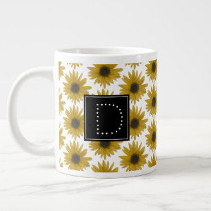 Realistiskt solros 3D-mönster monogram Jumbo Mugg