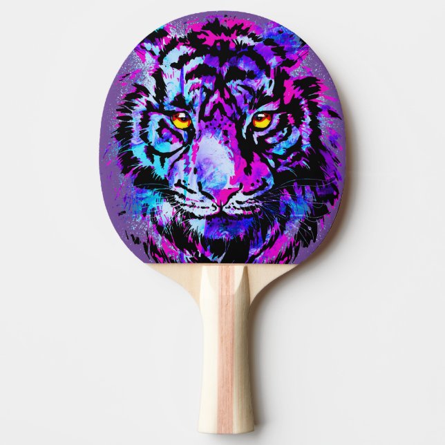 Realistiskt tigerhuvud - Tiger Ping Pong Paddle Pingisracket (Framsidan)