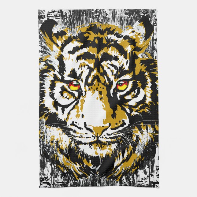 Realistiskt tigertorn - Coola Tiger Head Kökshandduk (Vertikal)