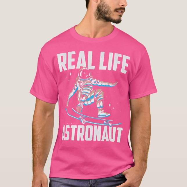 Reallivets astronaut Skater Skating Rocket Space a T Shirt (Framsida)