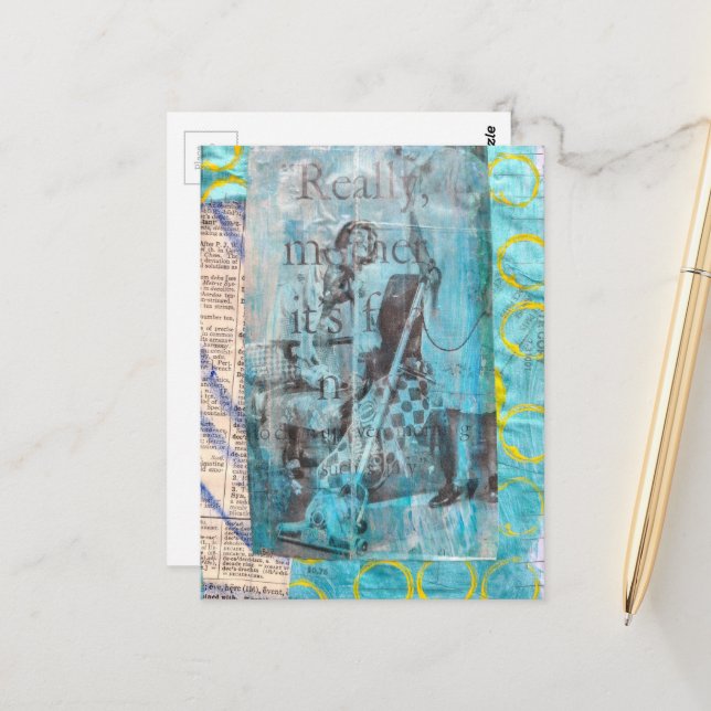 Really Mother a Vacuum Cleaning Collage Vykort (Fram/Back In Situ)