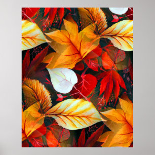 Realm Foliage with Maple Lövs in Warm Färg Poster