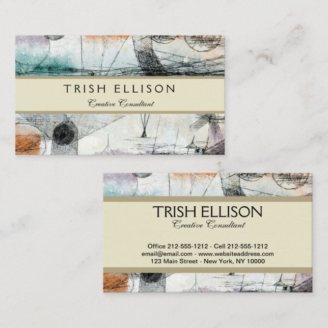 Realm of Luft Paul Klee Abstrakt Expressionist Visitkort (Fram/baksida)