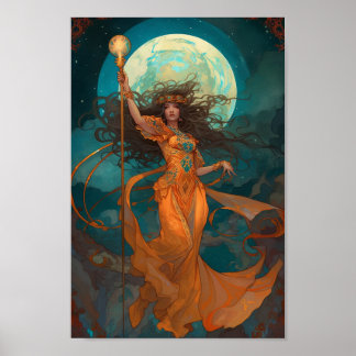 Realm Walkers: "Elemental Sorceress" fantasykonst Poster