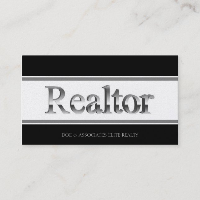 Realtor 3D Rand Black Golden Visitkort (Framsida)