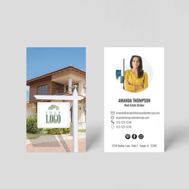 Realtor Anpassningsbar Photo Add Your Logotyp Affä Visitkort (Real estate agent or broker business card template.)