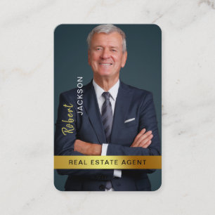 Realtor Black Guld Anpassningsbar-foto i Realtor G Visitkort