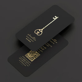 Realtor Black Guld Nyckel Modern Elegant Broker Visitkort