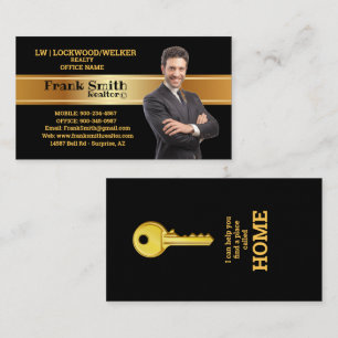 Realtor Black & Guld Theme Nyckel House Visitkort