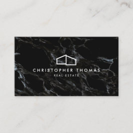 Realtor Black Marble - Modern Hem-Logotyp-arkitekt Visitkort