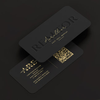 Realtor Black Real Gods Agent Monogram Modern Visitkort