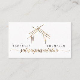 Realtor branding with house in guld affärskort visitkort