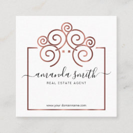 Realtor branding with treehouse in ro guld fyrkantigt visitkort