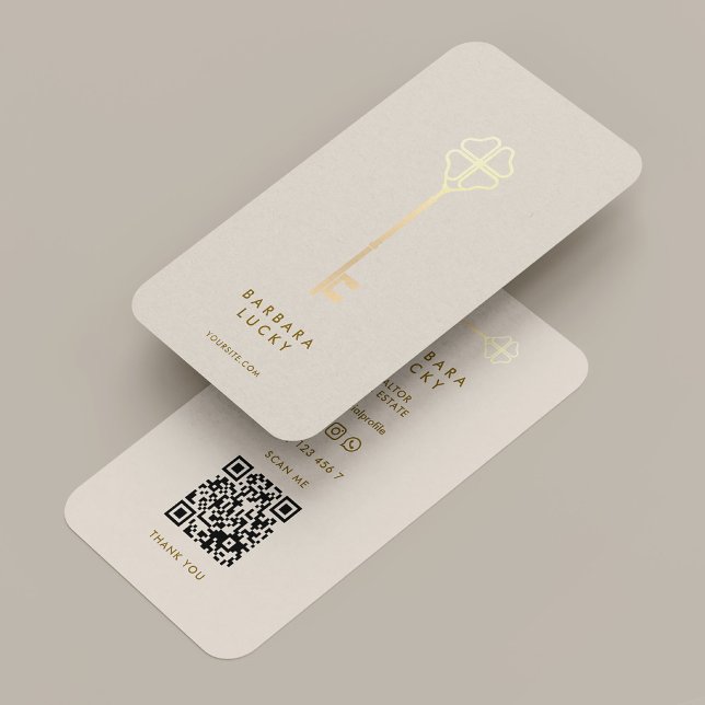 Realtor Broker Mortgage Sand Gold Key Minimal Visitkort (Realtor Broker Mortgage Sand Gold Key Minimal Business Card
)