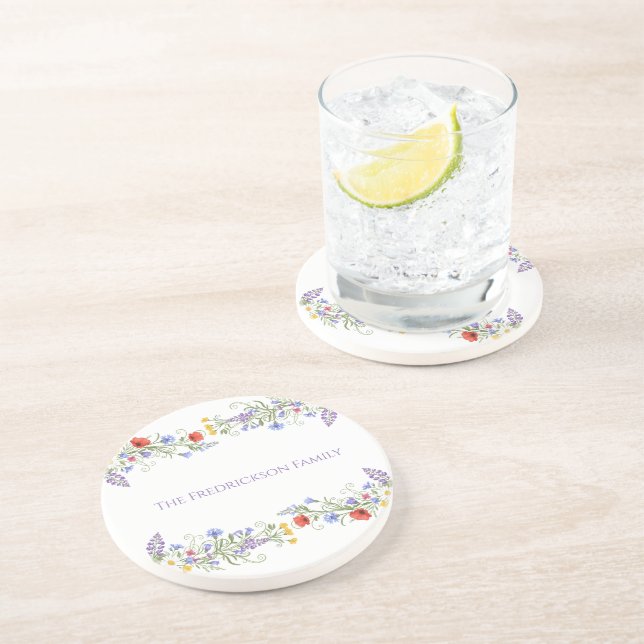 Realtor Client Gift - Floral Family Coaster Underlägg (Sidan)