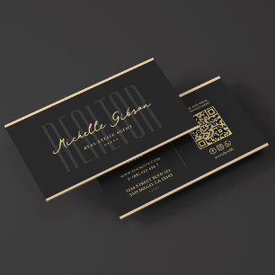 Realtor Elegant Black Faux Guld Mortgage Broker Visitkort