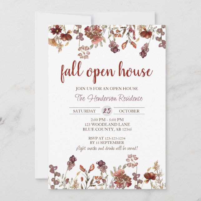Realtor Fall Open House, Houseuppvärmning, New Hom Inbjudningar (Framsida)
