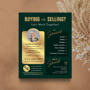 Realtor Flyer för Logotyp i grönt och Guld Gods Ag