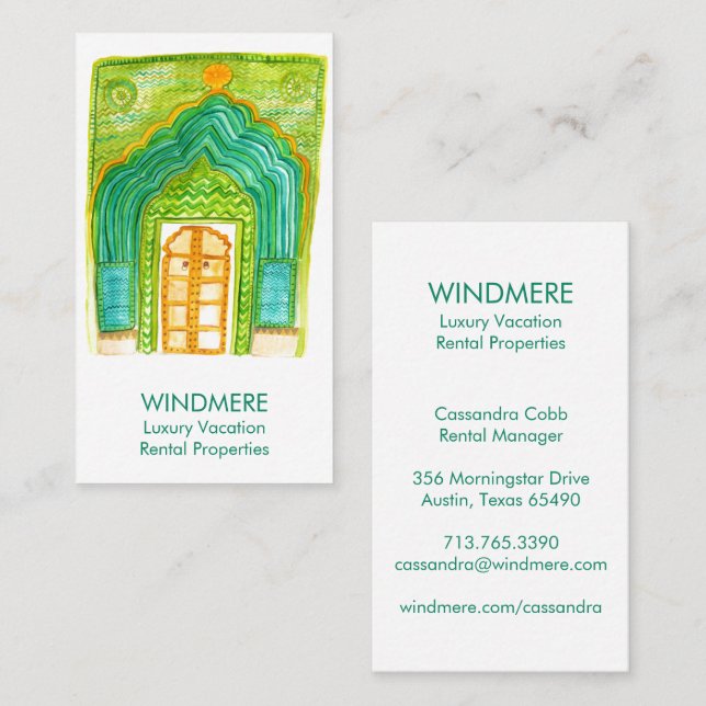 Realtor för vattenfärgsdörr i Gods Agent Visitkort (Fram/baksida)