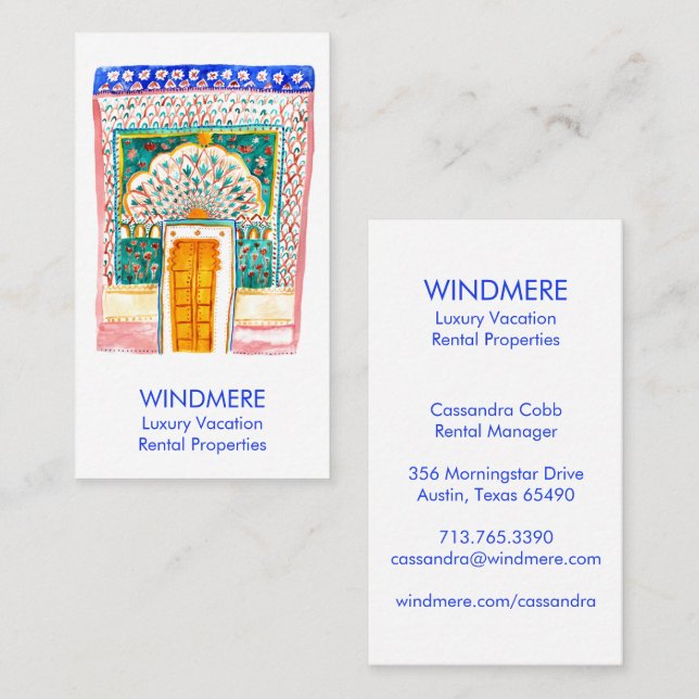 Realtor för vattenfärgsdörr i Gods Agent Visitkort (Fram/baksida)