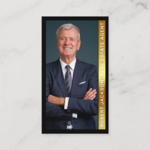 Realtor-foto för svart och metallisk Guld Visitkort
