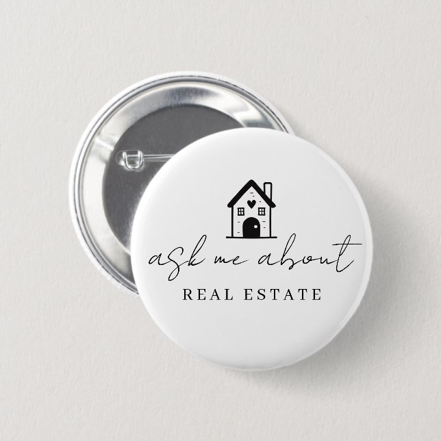 Realtor frågar mig om äkta Gods-reklam Knapp (Framsida & baksida)