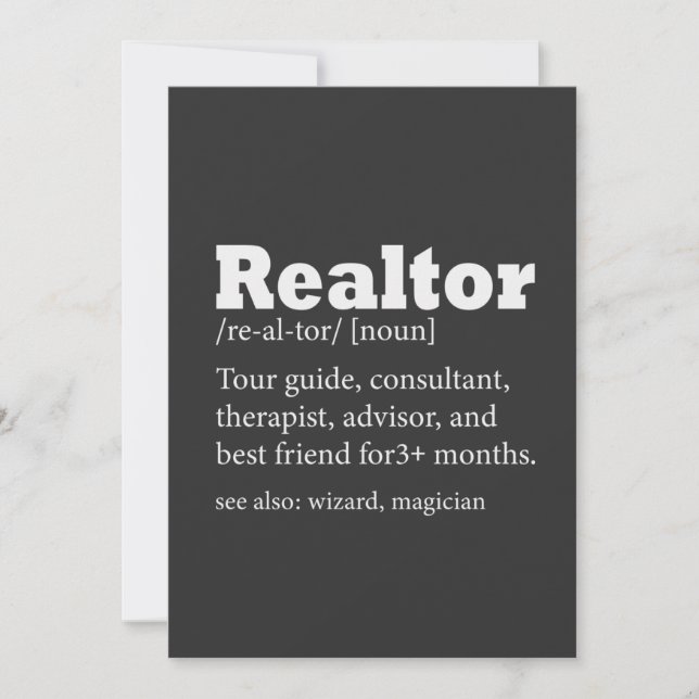 Realtor Funny Quote-kort för Realtor Agent Inbjudningar (Framsida)