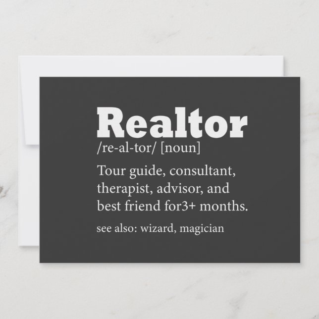 Realtor Funny Quote-kort för Realtor Agent Inbjudningar (Framsida)