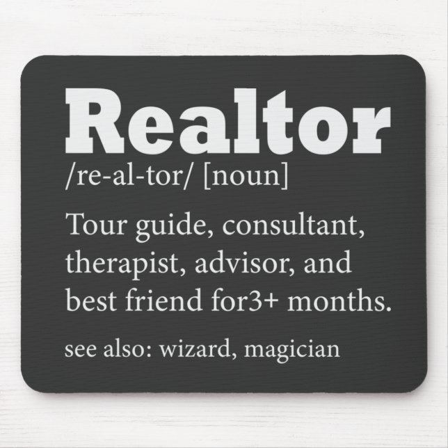 Realtor Funny Quote Mouse Pad Realtor Gods Agent Musmatta (Framsidan)